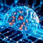 Digital brain representing artificial intelligence and data networks