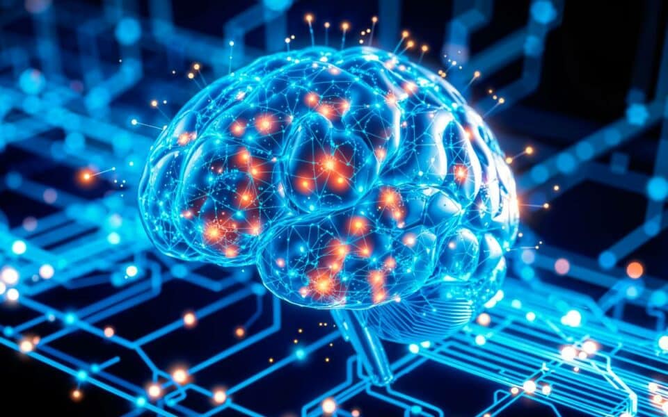 Digital brain representing artificial intelligence and data networks